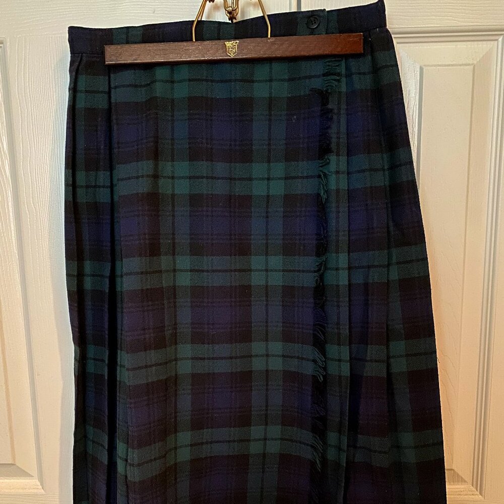 Wool BlackWatch Tartan Plaid Kilt Skirt, Sz 13